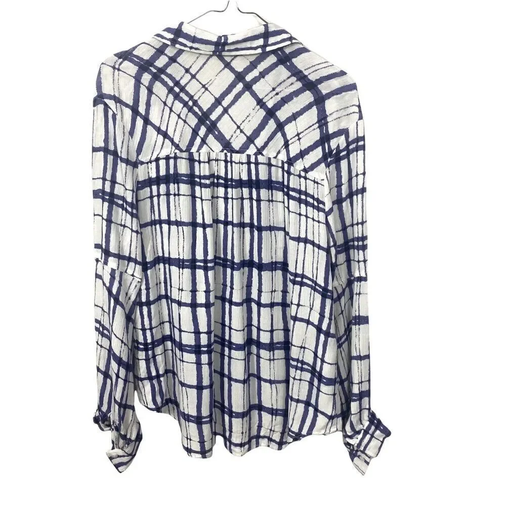 Umgee+ Plaid Blue White Plaid button down